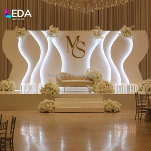 LEDA Custom Rectangle White <b>PVC</b> Backdrop Panel Led Light <b>Strip</b> Wave Arch DIY Removable 7-8ft Height for Wedding Stage Decoration - Product Image 5