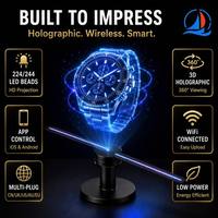 Projecteur d'affichage LED holographique 3D OEM/ODM, ventilateur publicitaire WiFi contrôlé par application avec 224/244 perles et options de connectivité multiples