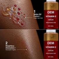 Sérum Anti-Âge et Éclaircissant OEM Marque Privée, 60% Phase Liquide Rouge Active, 40% Phase Huile Légère, 30ml, pour le Visage et le Cou, Affinant la Peau