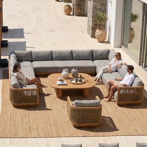Ensemble <span class=keywords><strong>de</strong></span> canapés d'extérieur YORLLA <span class=keywords><strong>de</strong></span> luxe en teck, en forme <span class=keywords><strong>de</strong></span> U, avec cordage tressé, mobilier <span class=keywords><strong>de</strong></span> <span class=keywords><strong>jardin</strong></span> pour villa - Product Image 2