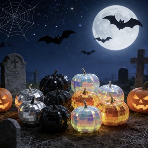Palla a Specchio Animata a Forma <span class=keywords><strong>di</strong></span> <span class=keywords><strong>Zucca</strong></span> per il Festival del Raccolto e <span class=keywords><strong>Halloween</strong></span>, <span class=keywords><strong>Zucca</strong></span> Riflettente <span class=keywords><strong>Colorata</strong></span> con Effetto Laser Personalizzata - Product Image 2