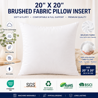 Oreiller en fibre de polyester 20x20 pouces avec housse en tissu brossé, oreiller doux pour dormir, blanc, literie d'hôtel, oreiller pour la maison