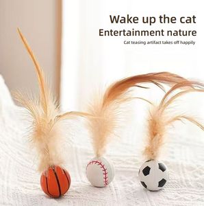 All'ingrosso che rimbalza palle di gatto con piuma al coperto rotolamento della palla magica presa in giro bastone movimento interattivo per animali domestici giocattolo piuma - Product Image 2