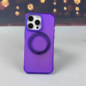 เคสโทรศัพท์หรูหราใหม่สำหรับ iPhone 15 14 Pro Max วัสดุ PC TPU ป้องกันพร้อมที่จับนิ้วโลหะ ฝาหลังอะลูมิเนียมแม่เหล็กแบบด้าน - Product Image 4