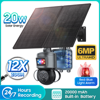 SECTEC extérieur 7/24 heures d'enregistrement 12X Zoom Daul lentille 20W panneau solaire batterie PTZ PIR Wifi étanche sécurité 6MP 4G caméra