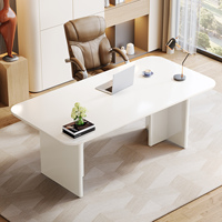 Tribesign grand bureau à domicile moderne blanc avec cadre en métal en bois or Durable bureau d'ordinateur Tables de conférence