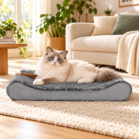 Matelas orthopédique ergonomique à rebord incurvé pour animaux de compagnie, lit doux en polaire Sherpa pour chien et chat, housse amovible pour repos intérieur OEM ODM