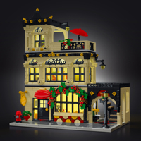 Ensemble de construction LED Restaurant Western Mork City avec éclairage, 1489 pièces, jouet éducatif en plastique ABS pour enfants