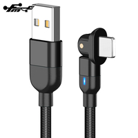 180 Putar Bentuk L dan Lurus Bebas untuk Iphone USB Kabel Data dengan Indikator LED