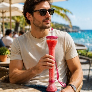 Gobelet de jardin en plastique style américain 600 ml 20 oz, coloré, pour fêtes, avec sangle de transport, logo personnalisé, vente en gros - Product Image 1