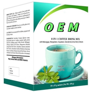 กาแฟผสมสมุนไพร 8 in 1 ตรา OEM ODM ผสมสารสกัดมะลูกไก่ มังคุด และเห็ดหลินจือ ขนาด 10 กรัม*15 ซอง - Product Image 1