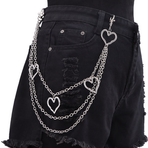 โซ่คาดเอวรูปหัวใจหลายชั้น สีเงิน สไตล์ฮิปฮอป สำหรับผู้ชายและผู้หญิง สวมใส่ได้ทุกวัน แฟชั่นเครื่องประดับร่างกาย - Product Image 1