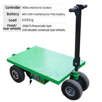 Carretilla Eléctrica Mini de Carga de 600 kg para Granjas, Carro de Plataforma Plegable de Cuatro Ruedas con Batería de Litio de 48V20ah