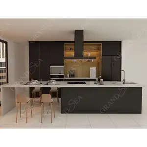 All'ingrosso mobili modulari moderni mobili da cucina con impiallacciatura di legno e lacca migliori prezzi MDF porta Design