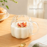 Verre à boisson en borosilicate haut de gamme en forme de citrouille avec motif feuille pour jus, smoothies, thé au lait, petit-déjeuner, maison, cuisine, café