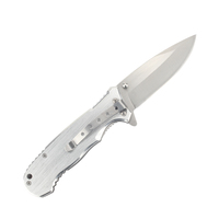 Couteau de Survie Pliant Populaire en Stock, Design Argent Aluminium et Bois