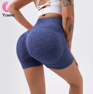 กางเกงขาสั้นเอวสูงสำหรับผู้หญิงกางเกงฟิตเนสเอวสูงสำหรับใส่ออกกำลังกายเล่นกีฬาโยคะแห้งเร็วรัดรูปไร้รอยต่อสำหรับใส่ก้นทิกท็อก - Product Image 1