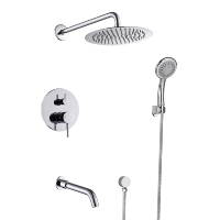 Système de douche avec bec de baignoire, ensemble de douche de pluie pour baignoire, pomme de douche haute pression avec robinet