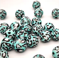 2024 perles de silicone de guépard de léopard d'impression populaire 15mm rond en gros