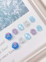 Uñas Postizas para Niñas, Diseño de Dibujos Animados, Mezcla Aleatoria de Diseños para Edades de 3 a 12 Años, Hechas a Mano, Puntas de Uñas Seguras