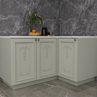 Armoire de cuisine en bois sculpté finition blanche Louvre, corps en contreplaqué, porte en bois massif, chêne rouge peint, configuration haut de gamme