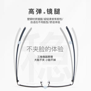 Montures de lunettes demi-cerclées pour hommes, branches en plastique et acier, pont moyen, référence 34557, origine Danyang - Product Image 2