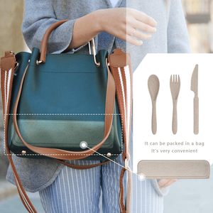 Juego de utensilios de viaje con funda, respetuosos con el medio ambiente, no tóxico, BPA, Pajita DE TRIGO portátil, reutilizable - Product Image 2