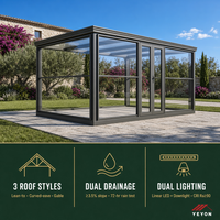 Conservatoire moderne de luxe en aluminium sur mesure |   Véranda autoportante en verre trempé double pour villa, appartement et jardin