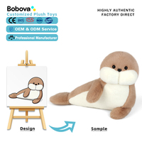 Coussin en peluche personnalisé en forme de phoque marron, oreiller animal marin doux et apaisant, cadeau d'anniversaire