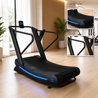 Tapis de marche commercial mécanique non motorisé en acier avec écran LED, design incurvé à assistance par la gravité, amortissement des chocs, vitesse réglable