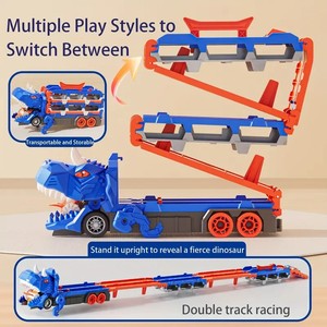 Piste de course pour les tout-petits 3-5 Transporter Truck Toys se transforme en Dino Truck avec 12 voitures Dinosaur Track Cars Toys for Boys - Product Image 3