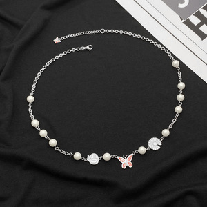 Collier papillon chaîne pour adolescentes garçons marguerite fleur <span class=keywords><strong>argent</strong></span> plaqué bijoux de mode colliers de perles esthétiques individuels 1 - Product Image 6