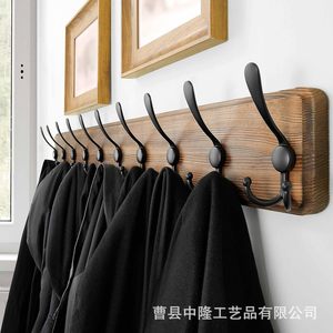 Wooden <b>Wall</b> Mounted Coat Rack With Hooks Rectangle Shape Home Entryway <b>Storage</b> Rack <b>Hanging</b> Key Organizer - Product Image 2