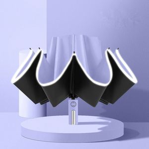 Automatic Car Reverse Inverted <b>Fold</b> Umbrella for Supermarket With Reflective Safety Strip 10 Ribs - Product Image 5