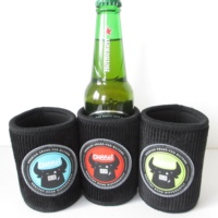 Coozies en tissu velours côtelé haut de gamme, 6 mm, avec patch brodé en néoprène et logo personnalisé, qualité supérieure, modèle vertical, vente en gros