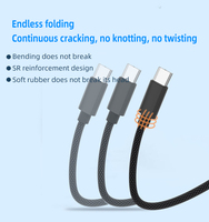Cable de Carga Rápida USB-C Dual Tipo C PD de 100W al por Mayor, Trenzado de Nylon, Divisor 2 en 1 para Teléfono, Laptop, Tablet, Impresora, Computadora
