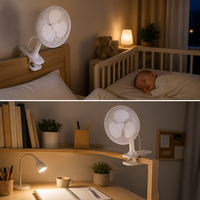 Ventilateur de poussette 8 pouces 10W, portable à clipser, blanc, pour lit, bébé, bureau, compact et silencieux