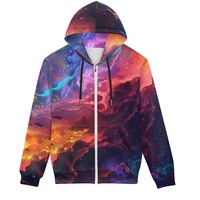 Sweat-shirt à capuche POD imprimé par transfert thermique, motif galaxie coloré, décontracté, ample, streetwear, 100% polyester, personnalisable