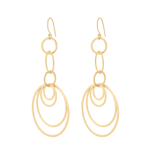 Boucles d'oreilles pendantes multicouches géométriques dorées, bijoux fantaisie modernes pour femmes - Product Image 4