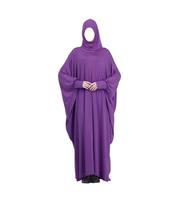 Robe Abaya en polyester violet du Moyen-Orient, vêtements islamiques pour femmes, taille unique, décontractée et pour la prière, vente en gros
