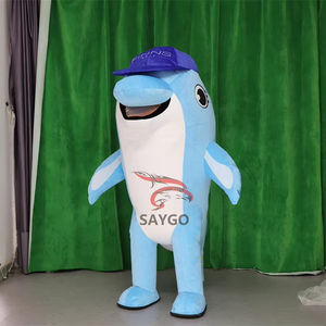 Costume de mascotte de <span class=keywords><strong>dauphin</strong></span> d'anime de mer pour adultes 2m 2.6m Costume de mascotte de pingouin de <span class=keywords><strong>dauphin</strong></span> bleu gonflable vêtements pour annoncer - Product Image 1