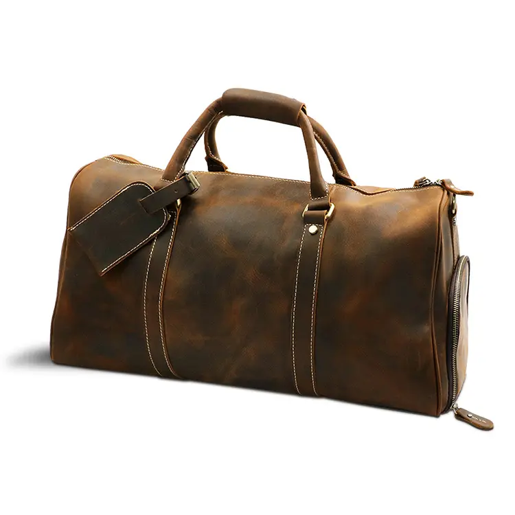 2023 Fashion trend leather overnight luggage travel bags suitcase duffel bag for men