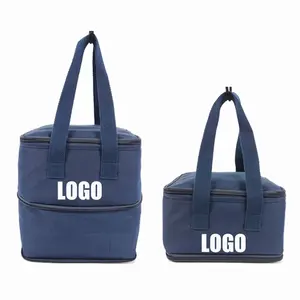 Custom Logo Gym Meal Prep Handbag Cooler Bag For Bento Box Waterproof Polyester Foldable Cooler Lunch Bag