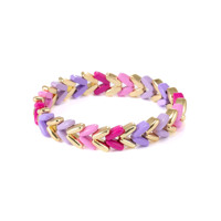 Bracelet élastique en forme de flèche arc-en-ciel émaillé Tila Tile extensible Colorblock pour cadeaux de couple unisexe
