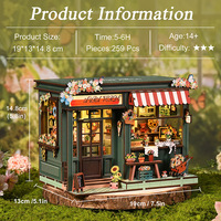 Casa de Flores en Miniatura, Modelo de Construcción DIY Creativo Hecho a Mano, Casa de Madera Estéreo Ensamblada, 19x13x14.8cm