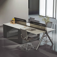 Bureau de travail modulaire en bois moderne haut de gamme pour deux ou quatre personnes, respectueux de l'environnement, pour usage commercial