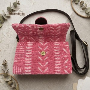 Bolso de mano rosa artesanal con estampado étnico, cartera pequeña de algodón, estilo bohemio, proveedor mayorista, exportación India - Product Image 4