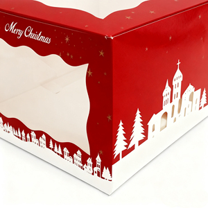 Biểu Tượng Tùy Chỉnh Màu Đỏ Giáng Sinh Lễ Hội Đảng Kẹo Bánh Bánh Hộp Với Cửa Sổ Trang Trí Hộp Quà Tặng Giấy Đóng Gói Hình Chữ Nhật Hộp - Product Image 6