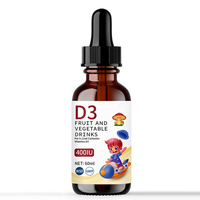 Gouttes liquides de vitamine D3 pour enfants 400 UI, complément alimentaire quotidien, saveur fruitée, soutien nutritionnel, gouttes orales 60 ml