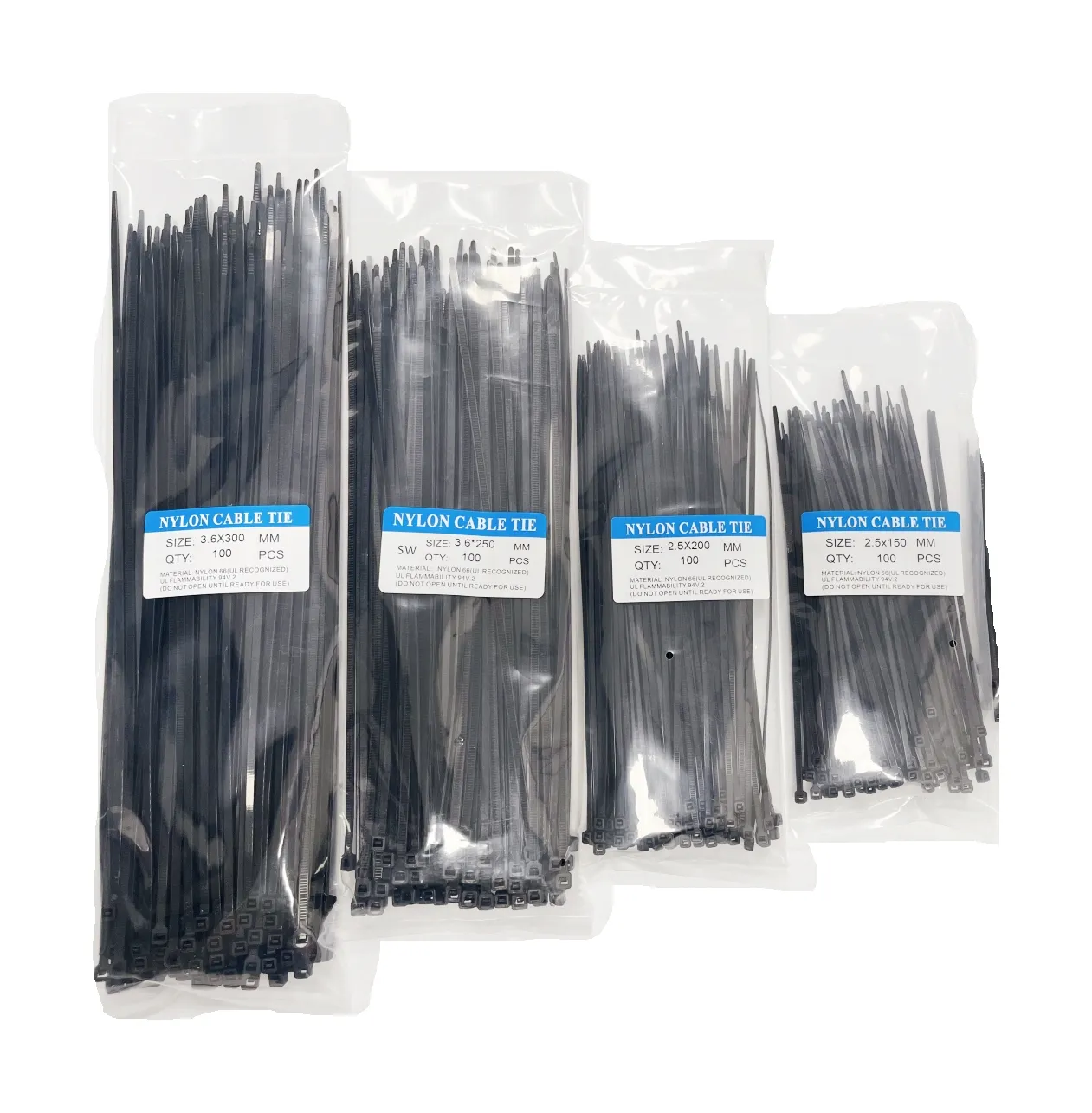 OEM China Factory Self-locking Zip tie plastic cable tie 4.8*300mm plastic fastener